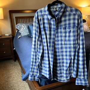 Two like new worn one time large under armor button up flannel shirts